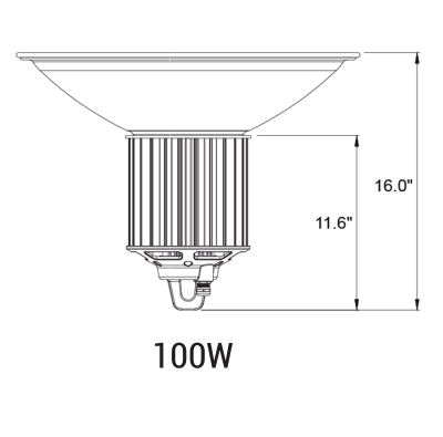 100W LED high bay light dimension