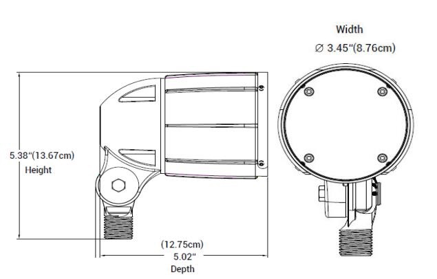 12W Bullet Flood Light Dimension