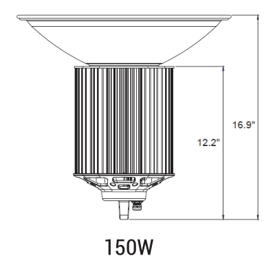 150W LED high bay light dimension