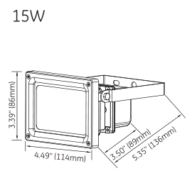 15W LED flood light dimension