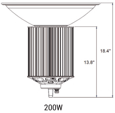 200W LED high bay light dimension