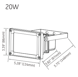 20W LED flood light dimension