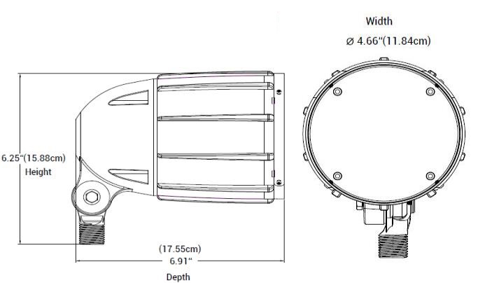 30W Bullet Flood Light Dimension