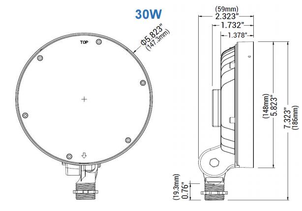 30W Tuya RGBW Landscape Light Dimension