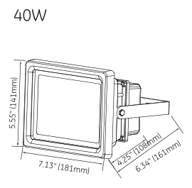 40W LED flood light dimension