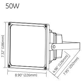 50W LED flood light dimension