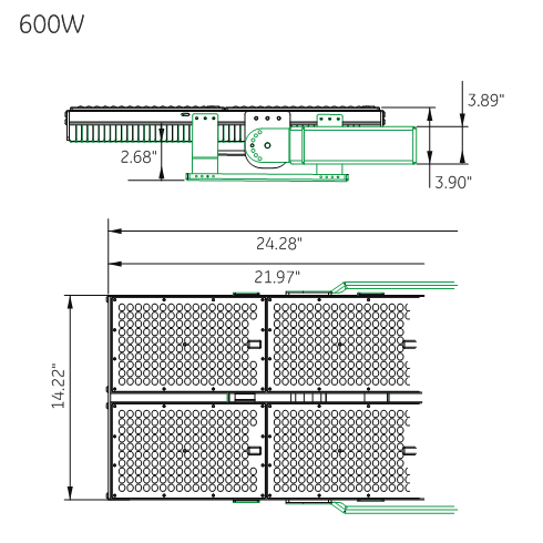 600W LED high mast light dimension