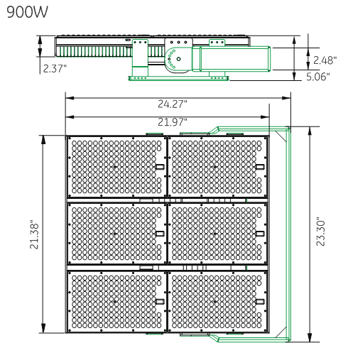 900W LED high mast light dimension