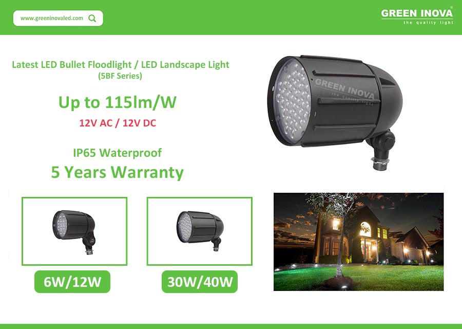 Green Inova Released AC 12V / DC 12V LED Landscape Light/ LED Bullet Flood Light/LED Garden Light