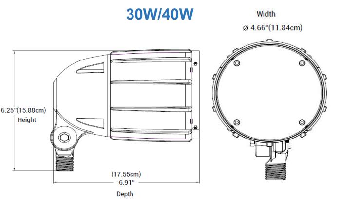 Dimension for 30W 40W 5BF
