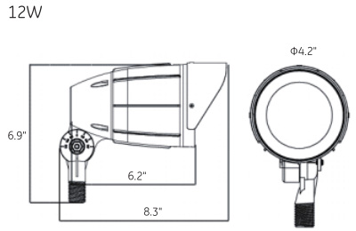 LED-bullet-flood-light-dimension-12W