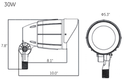 LED-bullet-flood-light-dimension-30W