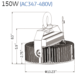 UFO high bay 150W dimension 2