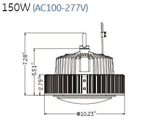 UFO high bay 150W dimension